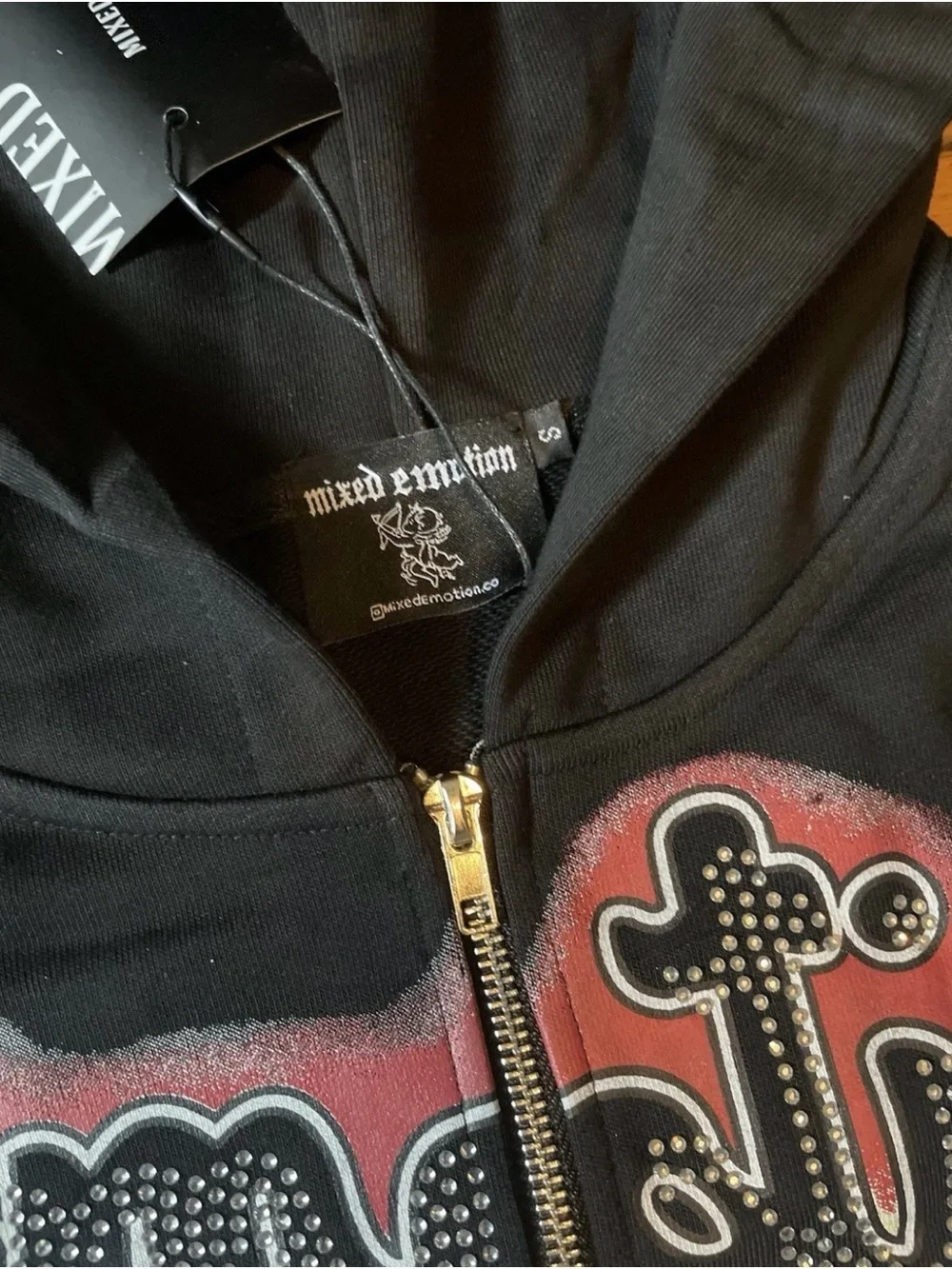 Black Rhinestone Mixed Emotion Hoodie